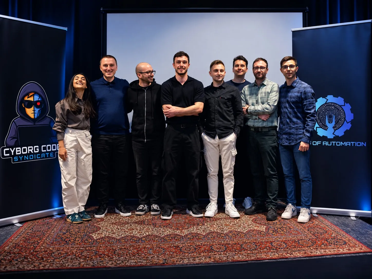 The Cyborg Code Syndicate team on stage